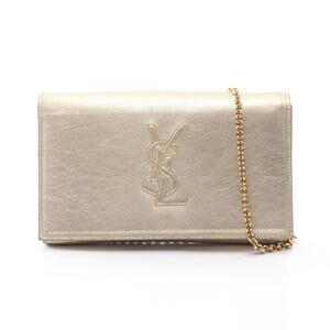 Yves Saint Laurent Monogram Shoulder Bag/Handbag, Leather, Women's, Gold Tone